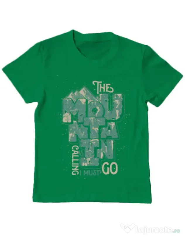 Tricou ADLER copil The mountain is calling, I must go! Verde mediu