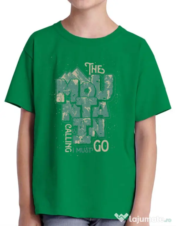 Tricou ADLER copil The mountain is calling, I must go! Verde mediu