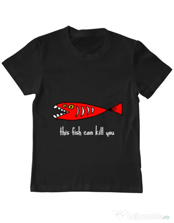Tricou ADLER copil This fish can kill you Negru