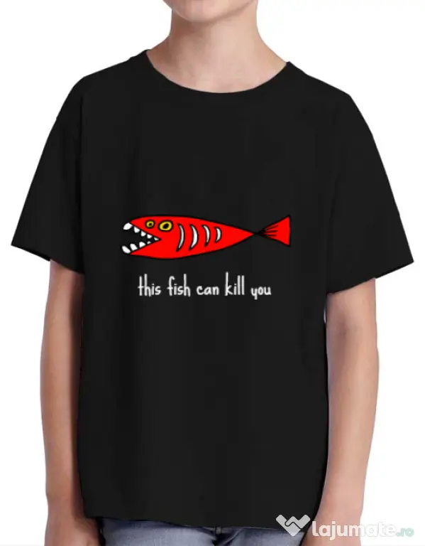 Tricou ADLER copil This fish can kill you Negru