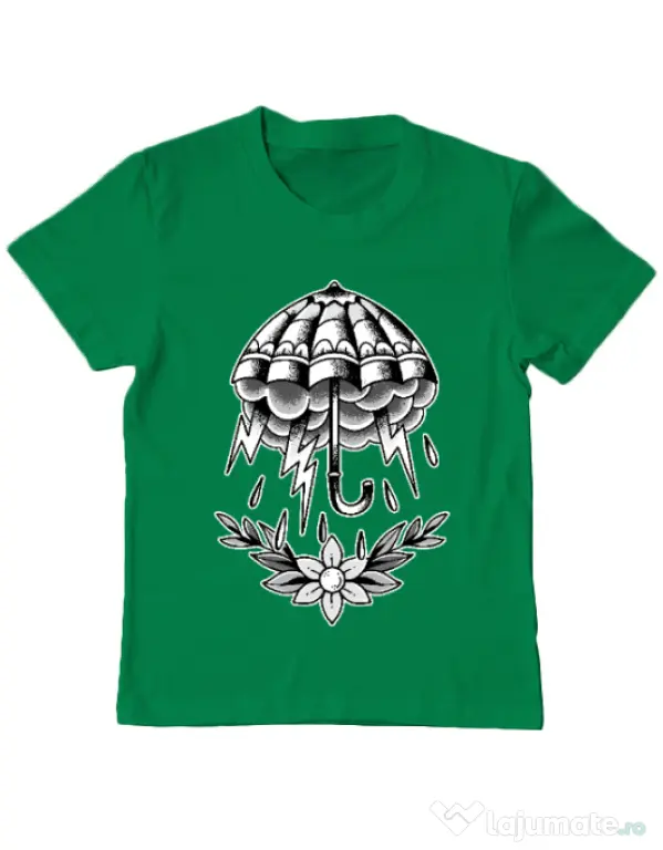 Tricou ADLER copil Umbrella Tattoo Verde mediu