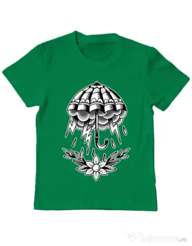 Tricou ADLER copil Umbrella Tattoo Verde mediu