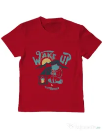 Tricou ADLER copil Wake up and drink a coffee Rosu