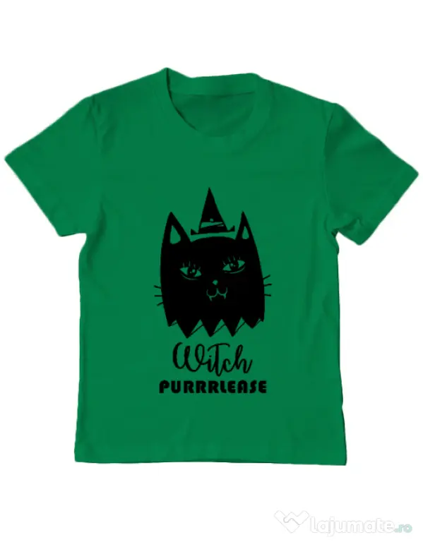 Tricou ADLER copil Witch Purrrlease Verde mediu