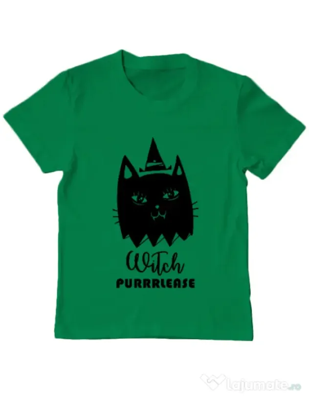 Tricou ADLER copil Witch Purrrlease Verde mediu
