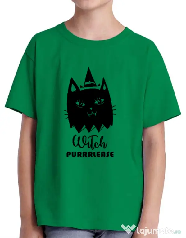 Tricou ADLER copil Witch Purrrlease Verde mediu