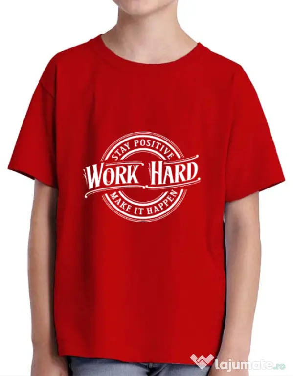 Tricou ADLER copil Work Hard Rosu