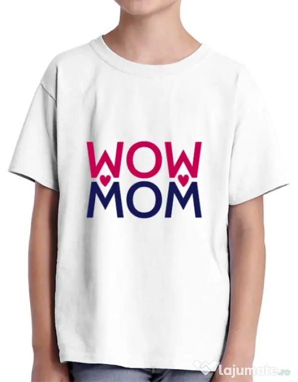 Tricou ADLER copil Wow mom Alb