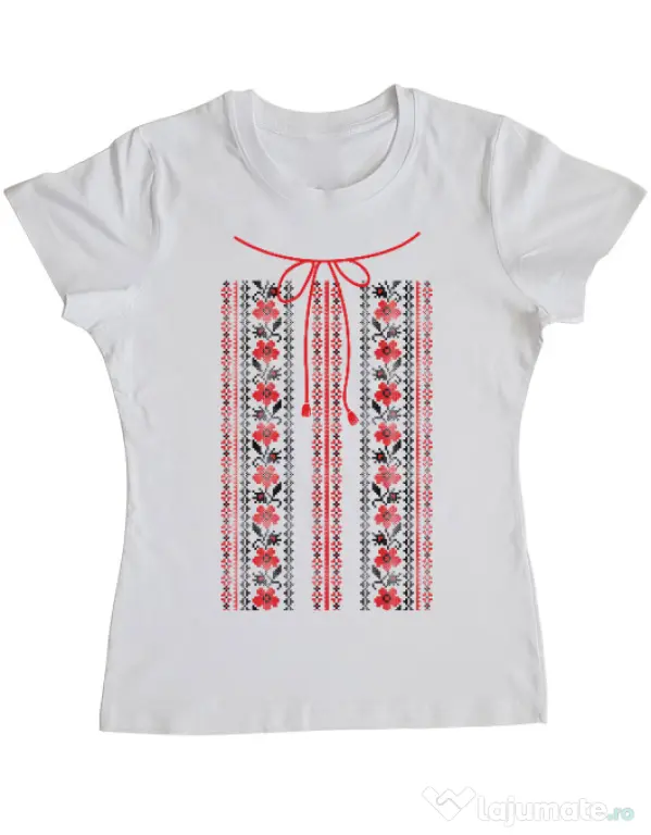 Tricou ADLER dama Etno 2 Alb