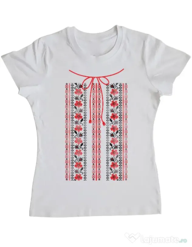 Tricou ADLER dama Etno 2 Alb