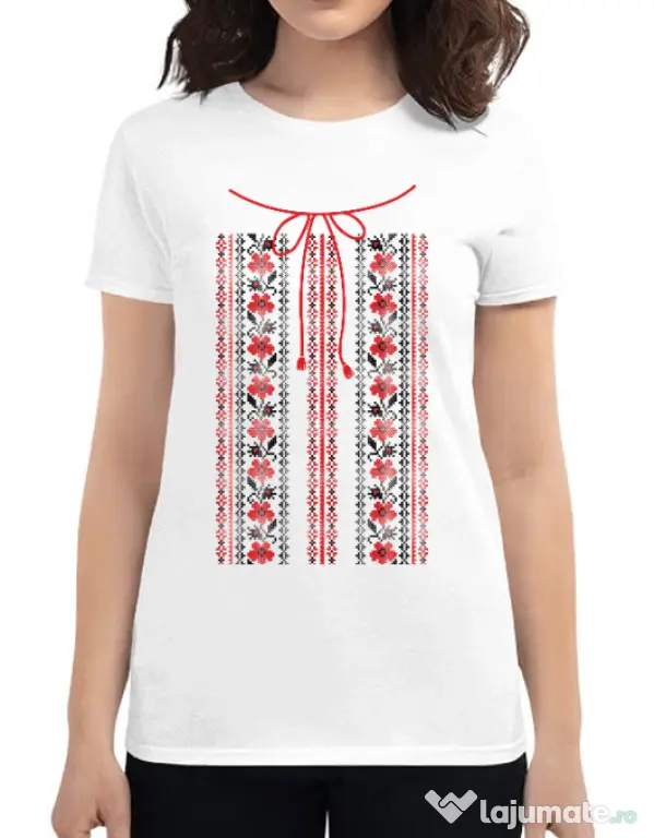 Tricou ADLER dama Etno 2 Alb