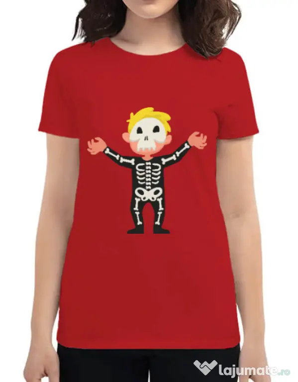 Tricou ADLER dama Halloween Skull Rosu