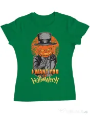Tricou ADLER dama I want you to halloween Verde mediu 