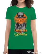 Tricou ADLER dama I want you to halloween Verde mediu 