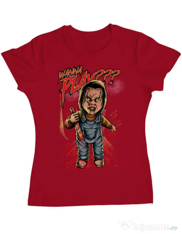 Tricou ADLER dama Wanna play Rosu