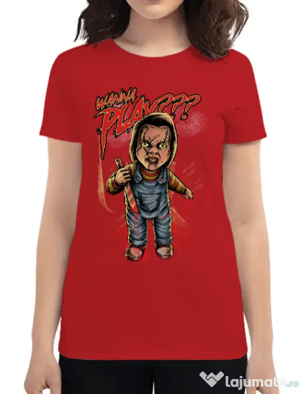 Tricou ADLER dama Wanna play Rosu