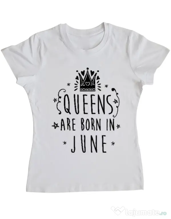 Tricou ADLER dama Queens are born in June Alb