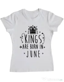 Tricou ADLER dama Kings are born in June Alb