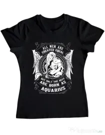 Tricou ADLER dama The best men are born as Aquarius Negru