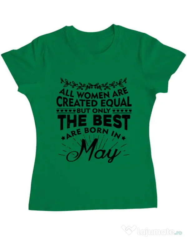 Tricou ADLER dama The best women are born in May Verde mediu