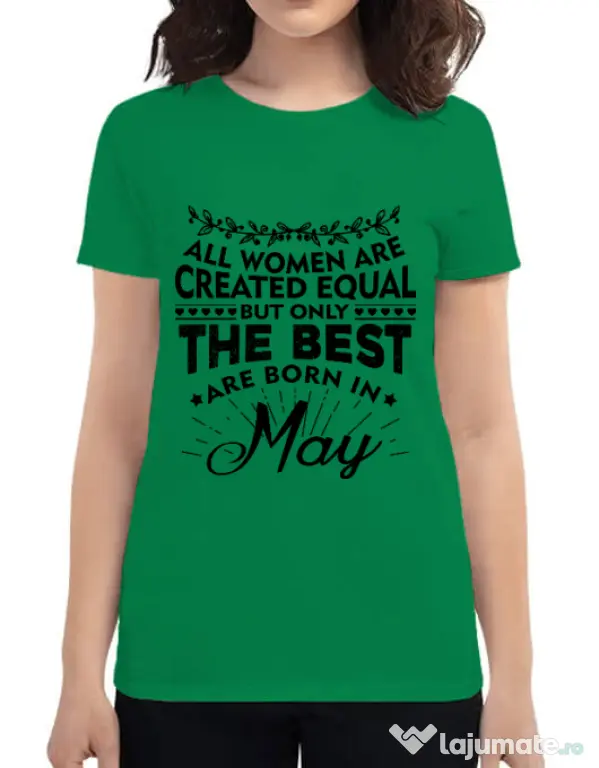 Tricou ADLER dama The best women are born in May Verde mediu