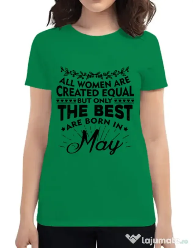 Tricou ADLER dama The best women are born in May Verde mediu