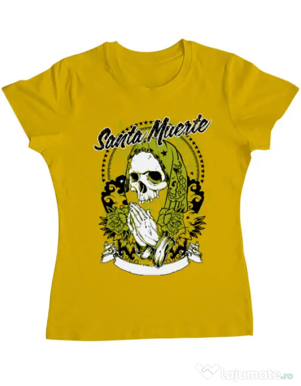 Tricou ADLER dama Holy death Galben