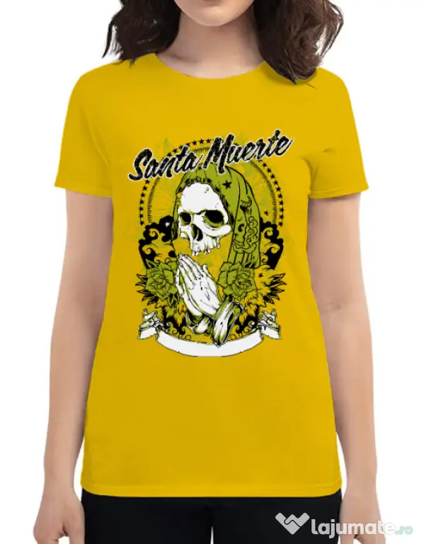 Tricou ADLER dama Holy death Galben