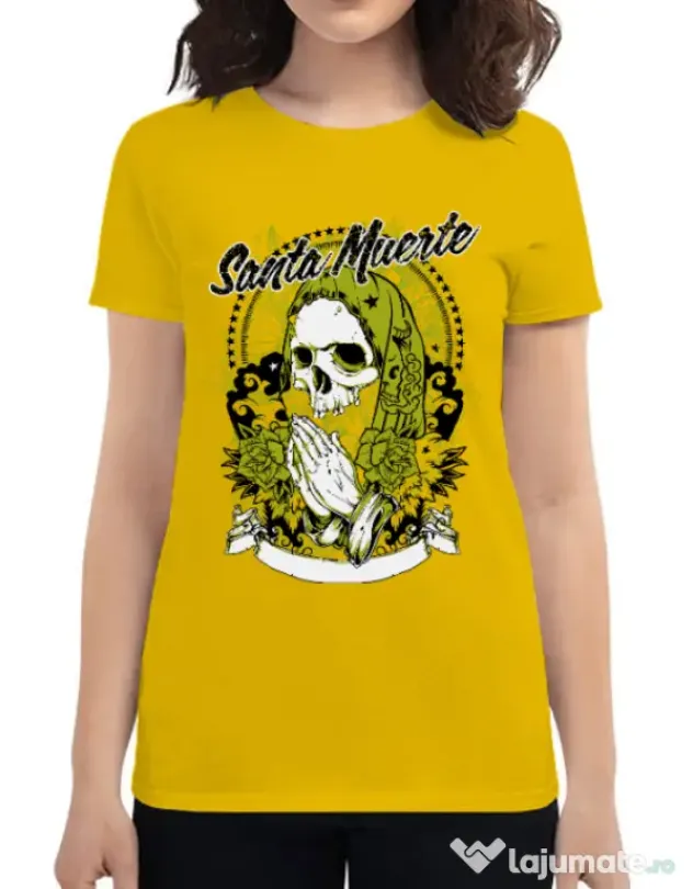 Tricou ADLER dama Holy death Galben