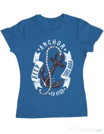 Tricou ADLER dama Anchor your soul Albastru azuriu