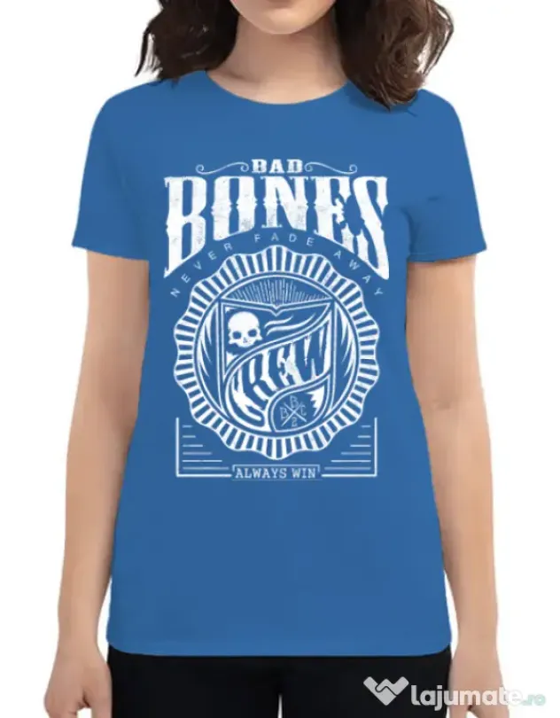 Tricou ADLER dama Bad bones crew always win Albastru azuriu