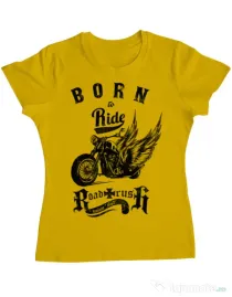 Tricou ADLER dama Born to ride Galben
