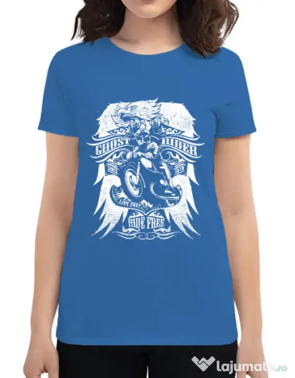 Tricou ADLER dama Ghost rider Albastru azuriu
