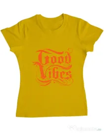 Tricou ADLER dama Good vibes Galben