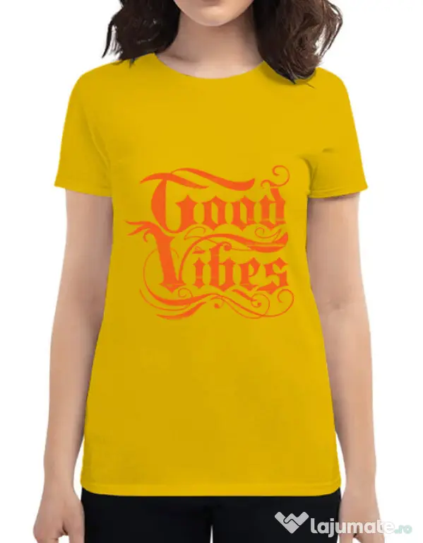 Tricou ADLER dama Good vibes Galben