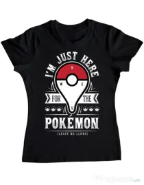 Tricou ADLER dama Here for the Pokemon Negru