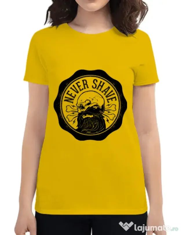 Tricou ADLER dama Never shave Galben