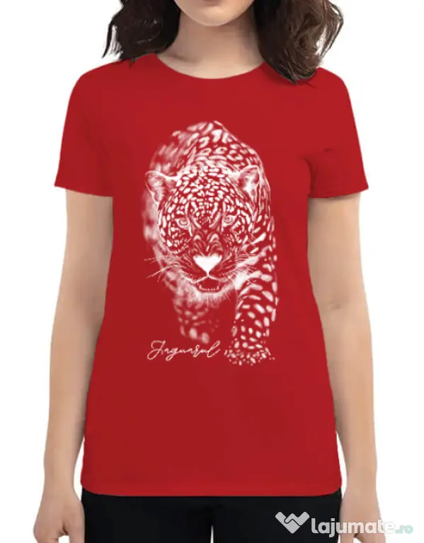 Tricou ADLER dama Jaguarul Alb Rosu