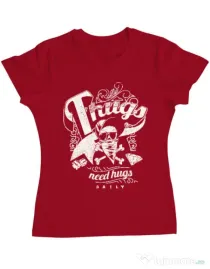 Tricou ADLER dama Thugs need hugs Rosu