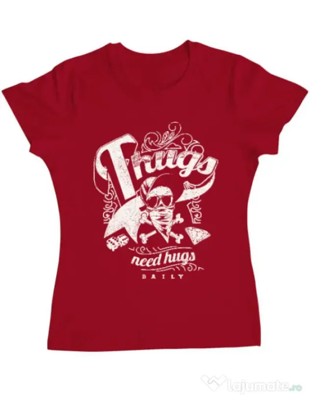 Tricou ADLER dama Thugs need hugs Rosu
