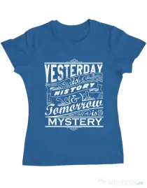 Tricou ADLER dama Yesterday is history Albastru azuriu