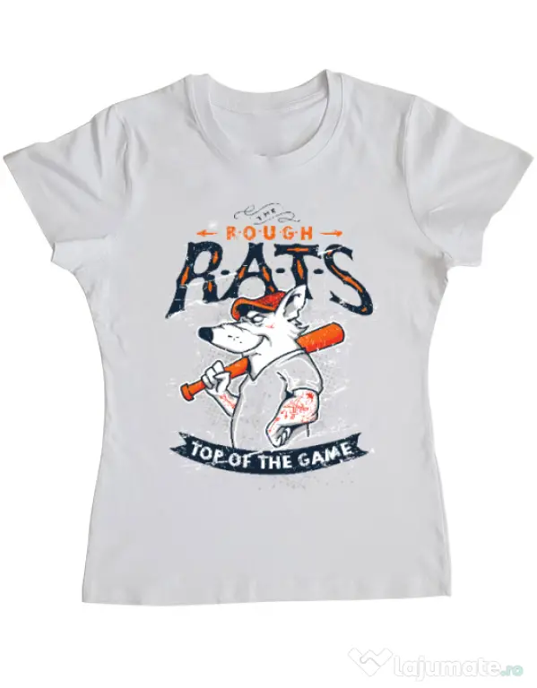 Tricou ADLER dama The rough rats Alb