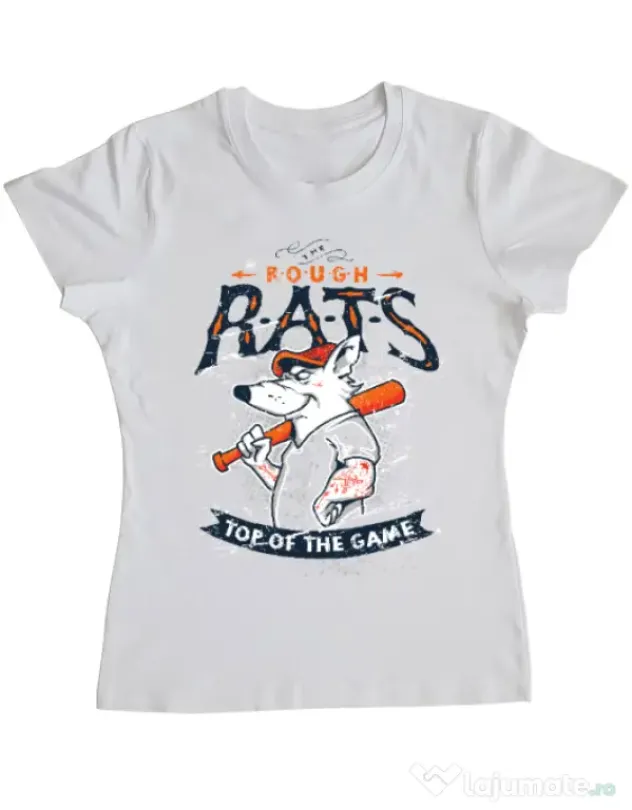 Tricou ADLER dama The rough rats Alb