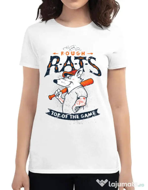 Tricou ADLER dama The rough rats Alb