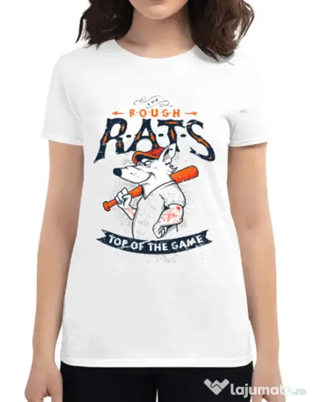 Tricou ADLER dama The rough rats Alb