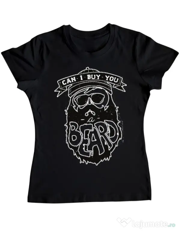 Tricou ADLER dama Can i buy you a beard Negru