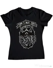 Tricou ADLER dama Can i buy you a beard Negru