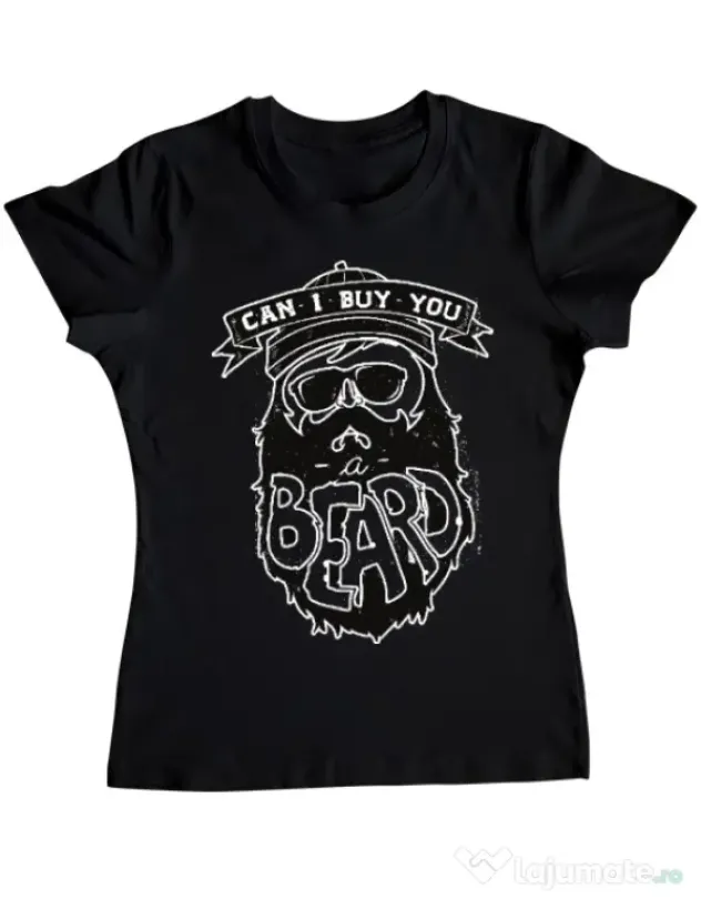 Tricou ADLER dama Can i buy you a beard Negru