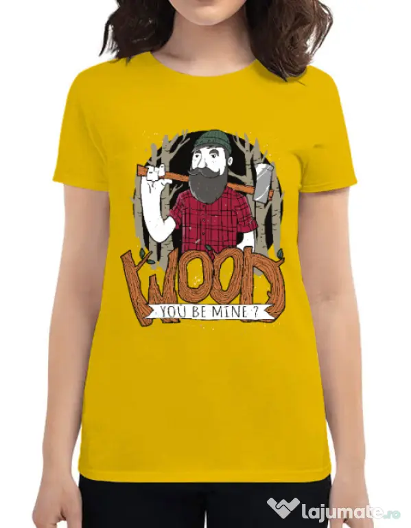 Tricou ADLER dama Wood you be mine Galben