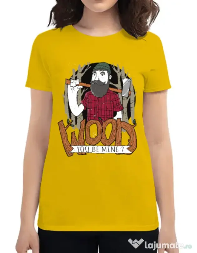 Tricou ADLER dama Wood you be mine Galben